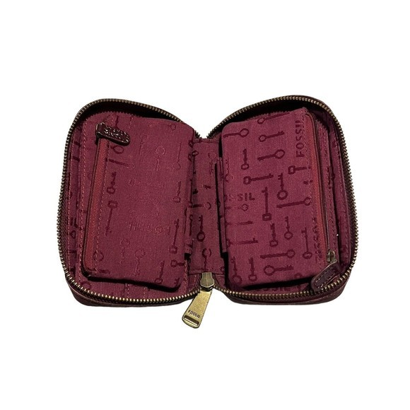 FOSSIL Long Live Vintage Leather‎ Maroon Clutch Wallet - Picture 4 of 9